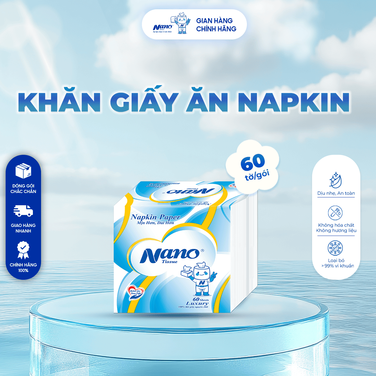 Khăn Giấy Ăn Napkin 60 tờ